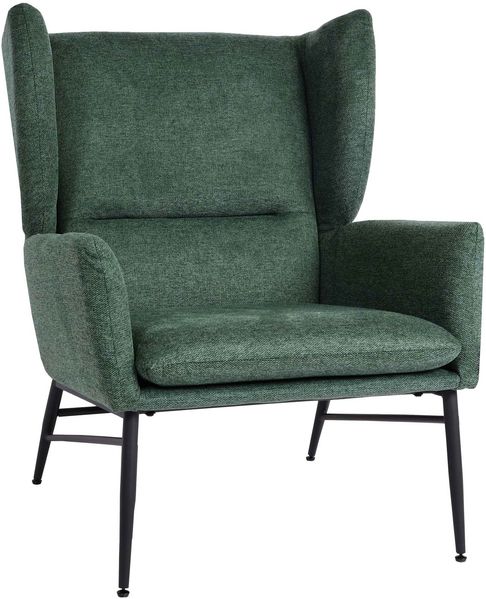 Lounge-Sessel HWC-L62, Ohrensessel Cocktailsessel Sessel Polstersessel, Stoff/Textil Metall ~ grün