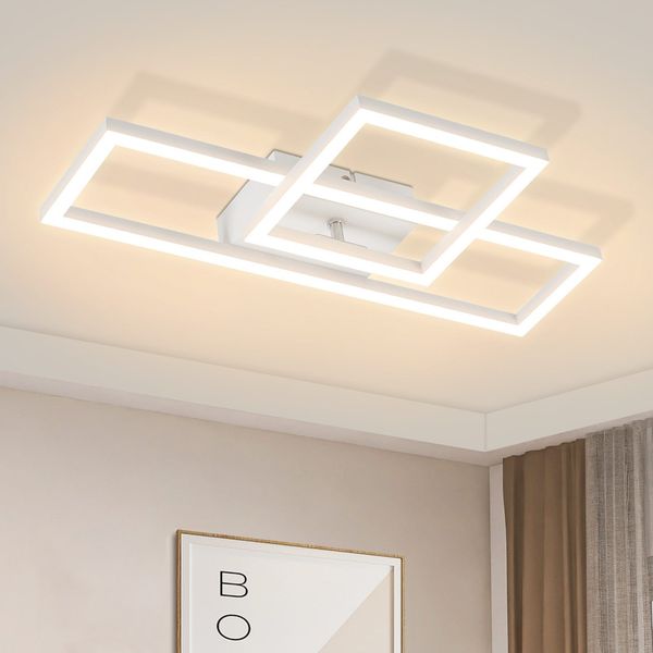 ZMH LED Deckenleuchte Wohnzimmer Deckenlampe 20W modernes Design Küchenlampe warmweiß eckig weiß