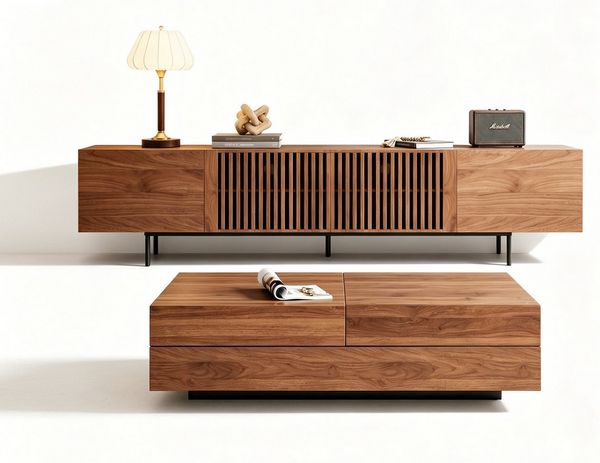 oleyluckidea TV-Schrank Moderner TV-board 75 Zoll, TV Lowboard mit Stauraum, Nussbaum Breite 180/240 cm