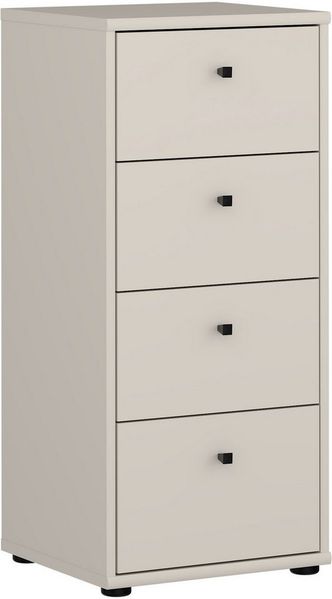 Forte TEMPRA 2 Kommode 40, Moderne Kommode mit 4 Schubladen, Holzwerkstoff, Schlafzimmer, Wohnzimmer, Büro, Kaschmir|Beige, 38,6 cm breit x 85,5 cm hoch x 34,8 cm tief