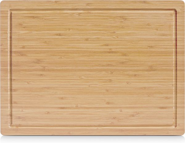 ZELLER 25220 Schneidebrett aus Bambus mit Saftrille, ca. 45 x 33 x 1,6 cm