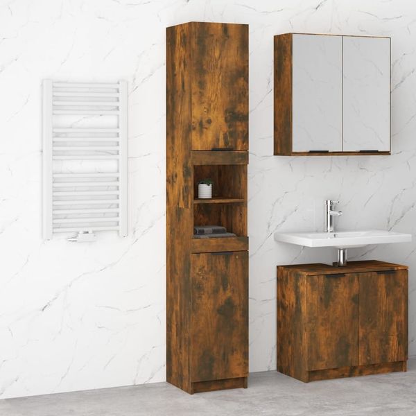 vidaXL Badschrank Räuchereiche 32x34x188,5 cm Holzwerkstoff 817069
