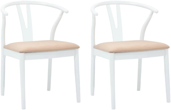 vidaXL Esszimmerstuhl 2 pcs Weiß und Braun Massives Gummiholz 42020418