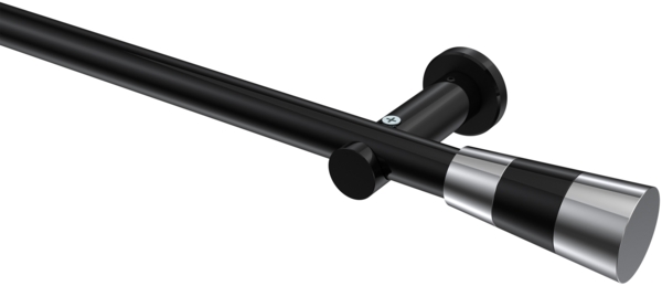 Gardinenstangen-Set Platon Tanara 200 cm, 1-läufig (ohne Ringe), 20 mm Ø Schwarz