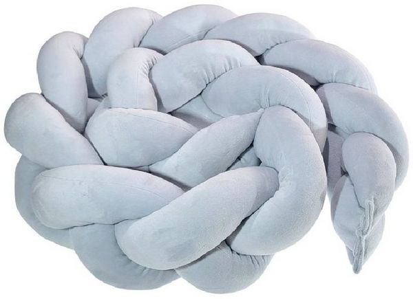 LuMali Nestchenschlange Bettschlange geflochten 210cm Nestchen Bettumrandung Babybett Zopf, Stillkissen Seitenschläfer Velour weich hypoallergen Pastellfarben