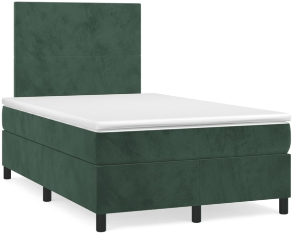 vidaXL Boxspringbett mit Matratze Dunkelgrün 120x200 cm Samt 3142896