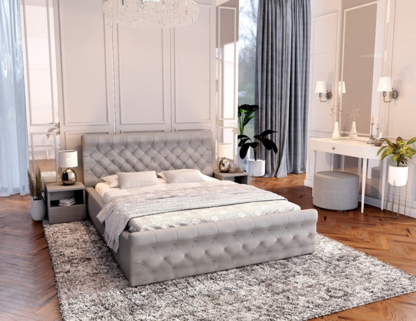 FDM Polsterbett Bettrahmen Bettgestell 90x200, 120x200, 140x200, 160x200, 180x200cm (MADE IN EU - mit hochwertigem Velours Bezug Trinity, Bettrahmen, Bett, Optional mit Matratze bestellbar, mit großen gepolsterten Kopfteil, mit Bettkasten zum aufklappe...