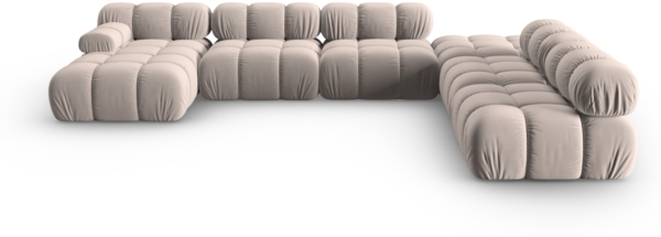 Micadoni Modulares Panorama Ecksofa Bellis 7-Sitzer Rechts Samt Bluvel Cappuccino