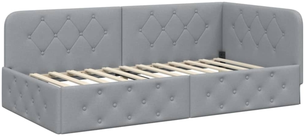 vidaXL Eckbettgestell mit Kopfteil Hellgrau 90x190 cm Stoff 42016487