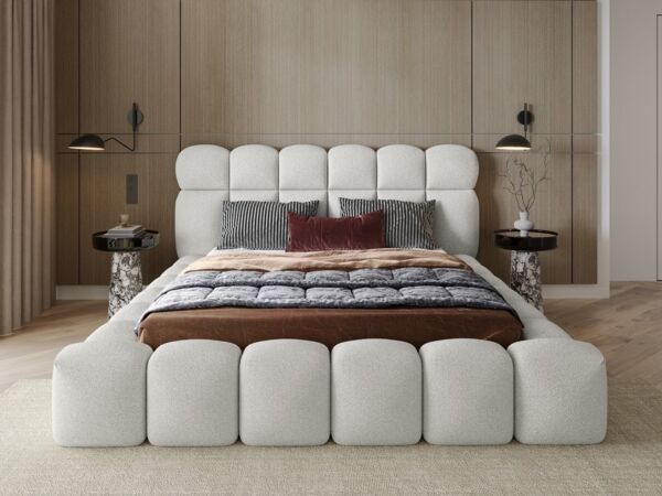 wonello Polsterbett Mira XL (das Original), Bett mit Bettkasten und Lattenrost – eleganter Boucle-Stoff