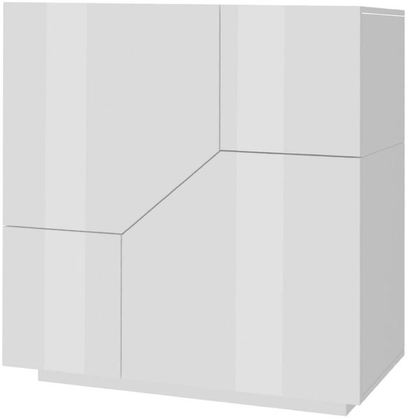 Dmora Kommode Amento, Küchen-Sideboard mit 2 geometrischen Türen, Wohnzimmer-Buffet, Küchen-Sideboard, 100 % Made in Italy, 79 x 43 x 86 cm, glänzendes Weiß