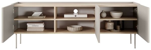 Lomadox Lowboard DELFT-141, in kaschmir und Eiche, 170 cm breit, grifflos