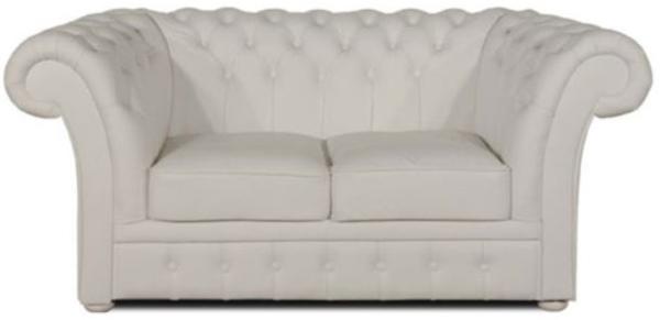 Casa Padrino Luxus Echtleder 2er Sofa Weiß 170 x 90 x H. 80 cm