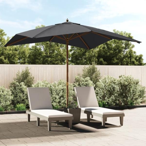 vidaXL Sonnenschirm mit Holzmast Schwarz 300x300x273 cm 363197