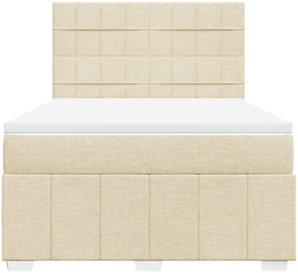 vidaXL Boxspringbett mit Matratze Creme 140x200 cm Stoff 3291696 Bild 3