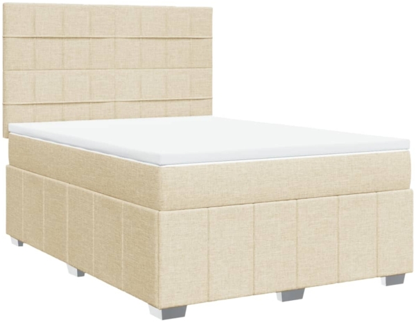 vidaXL Boxspringbett mit Matratze Creme 140x200 cm Stoff 3291696 Bild 1