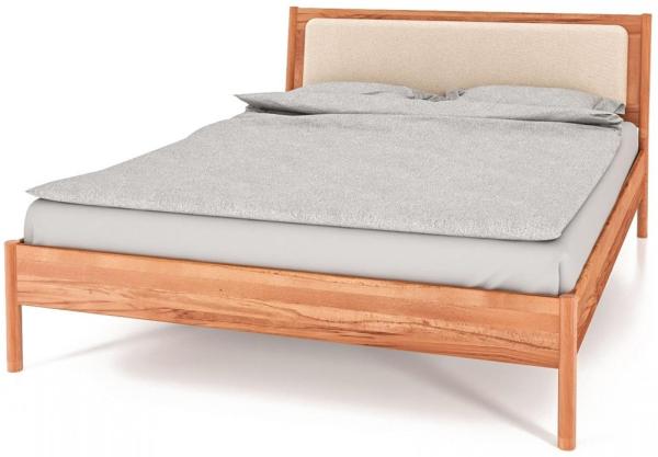 Bett Zola 3 Kernbuche massiv Sonderlänge 180x220 Polsterkopfteil und Holzbeine