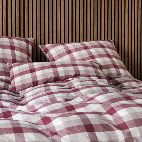 elegante Soft-Flanell Bettwäsche Watson weinrot|135x200 cm + 80x80 cm