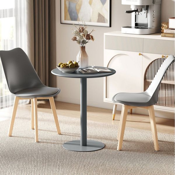 HOMCOM Esstisch moderner Tisch (Rund Küchentisch, 1-St, Esszimmertisch für 2 Personen), für Küche, Esszimmer Wohnzimmer Grau