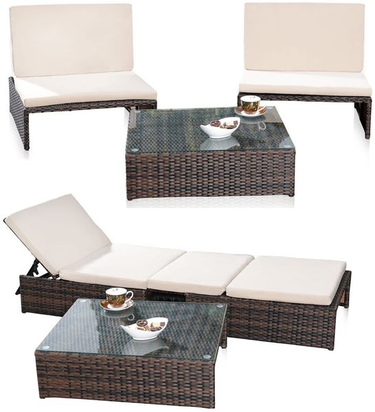 Feel2Home Garten-Essgruppe Gartenmöbelset Sessel Tisch Sitzgruppe Polyrattan versch. Farben, (Sitzgruppe, 3-teiliges Sitzset bestehend aus 2 Sesseln und 1 Tisch), wasserabweisend