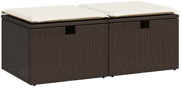 vidaXL 2-tlg. Garten-Sofagarnitur mit Kissen Braun Poly Rattan Akazie 3328676