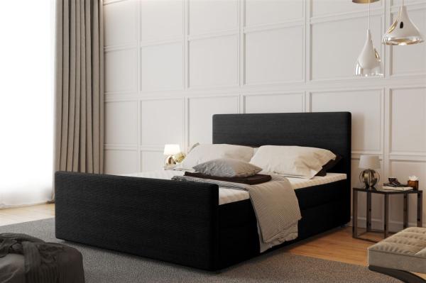 Boxspringbett Schlafzimmerbett CARO 140x200cm Stoff Scala Schwarz