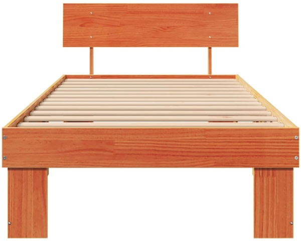 vidaXL Bettrahmen Wachsbraun 90 x 190 cm Massives Kiefernholz 872592 Bild 4