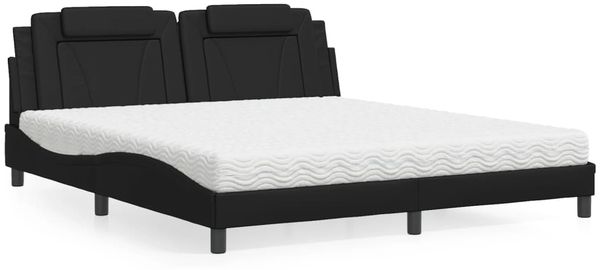 vidaXL Bett "Viana" mit Matratze Schwarz 180x200 cm Kunstleder 3208810