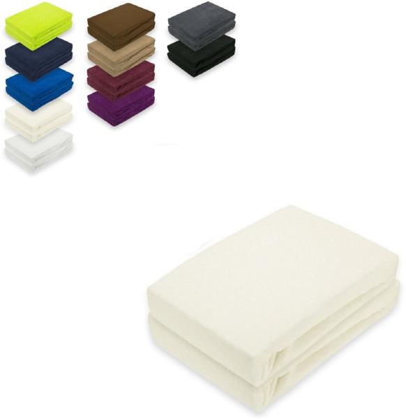 Frottee Spannbettlaken Doppelpack 90 - 100 x 200 cm Naturweiss