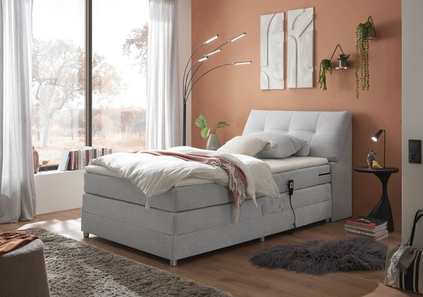Boxspringbett Toulouse A von Ed Exciting Design Farbe Silber – Motor, Stauraum & Relaxfunktion H2