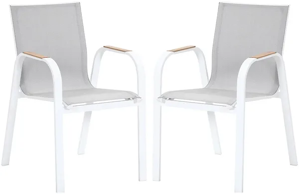 Vente-unique - ZEYVA Garden dining set Metall Weiß - B 65 cm x H 86,5 cm x L 52 cm