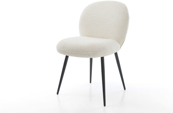 Esszimmerstuhl Nube-Flex Bouclé Weiß 4-Fuß konisch Schwarz Taschenfederkern