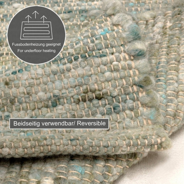 THEKO Wollteppich Alm Freude, rechteckig, Höhe: 12 mm, Handweb Teppich, reine Wolle, meliert, handgewebt, Wendeteppich Bild 3