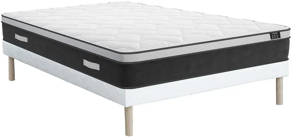 Vente-unique - ASTRIA Mattress and bed base set Stoff Weiß - B 160 cm x H 31 cm25 cm x L 200 cm
