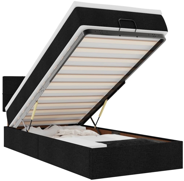 vidaXL Ottomane Bett mit Matratze & LEDs Schwarz 80x200 cm Stoff 3312265