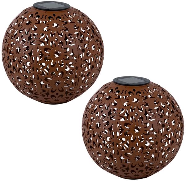 2x LED Solarleuchte, Dekorgeflecht-Kugel, D 20 cm