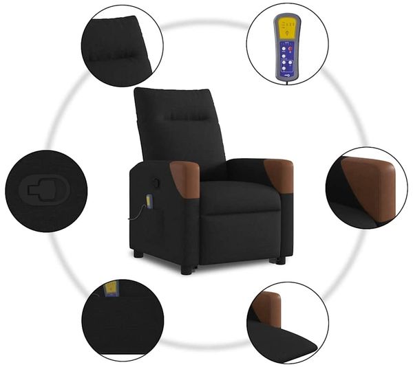 vidaXL Massagesessel mit Aufstehhilfe Schwarz Stoff 3324016 Bild 10