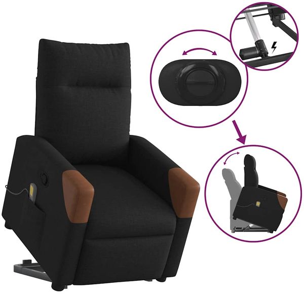 vidaXL Massagesessel mit Aufstehhilfe Schwarz Stoff 3324016 Bild 9