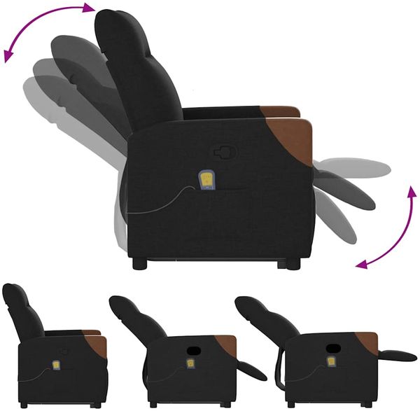 vidaXL Massagesessel mit Aufstehhilfe Schwarz Stoff 3324016 Bild 8