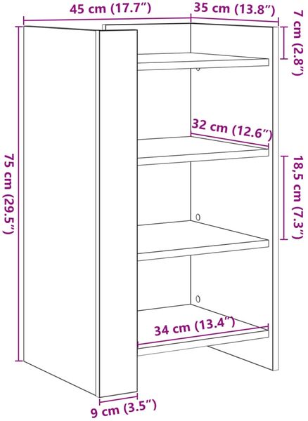 vidaXL Sideboard Betongrau 45x35x75 cm Holzwerkstoff 848384 Bild 10