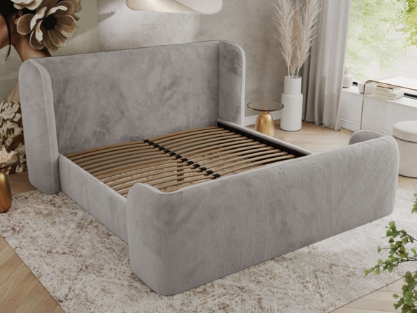 Polsterbett mit Lattenrost, Doppelbett für Schlafzimmer, Gepolstertes Kopfteil, Foam matratze, Härtegrad H2 - EMORA CLASSIC DUO - 200 x 200 cm - Hellgrau Stoff - MIRO - LUX Bild 3