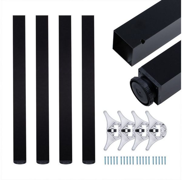 sossai® Tischbein Exklusiv Tischbeine 6x6 cm in Schwarz, höhenverstellbar +2cm