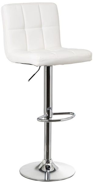 DRW Set mit 2 Hockern aus Kunstleder und Metall in Weiß und Chrom