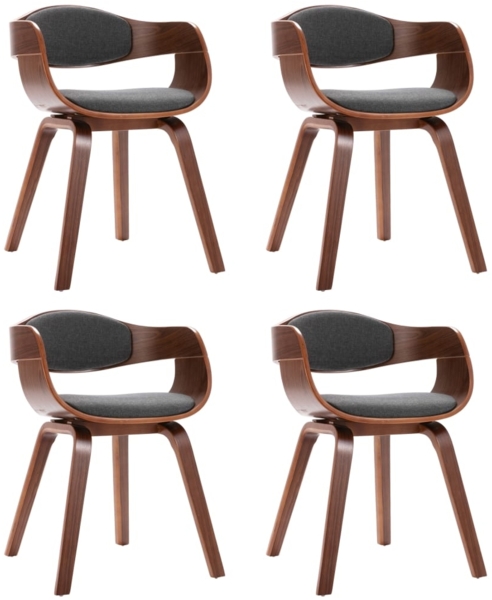 vidaXL Esszimmerstühle 4 Stk. Bugholz und Stoff Grau 3054820