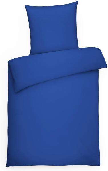 Mako-Satin Bettwäsche "Premium" aus 100% Baumwolle - Uni Royalblau 135 x 200 cm und 80 x 80 cm