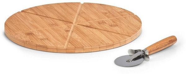 Pizzabrett mit Pizzaroller, Ø 32 cm, Bambus, ZELLER - ZELLER