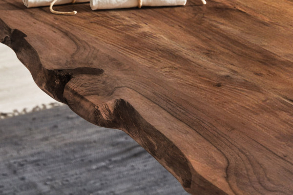 Esstisch Baumkante massiv Akazie nussbaum 120x80 silber HELENE 527081 Bild 6