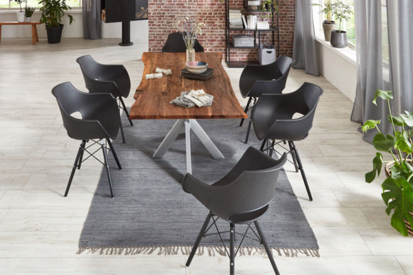 Esstisch Baumkante massiv Akazie nussbaum 120x80 silber HELENE 527081 Bild 4