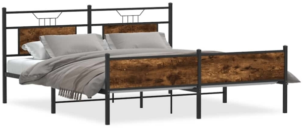 vidaXL Metallbett ohne Matratze Räuchereiche 160x200 cm 3325113