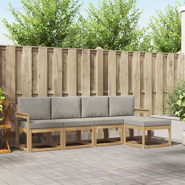 vidaXL Outdoor-Sofagarnitur 5 pcs Weiß und Hellgrau 3387480